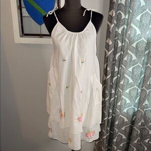 Darling Vintage Embroidered Double Layer Cotton Slip Dress